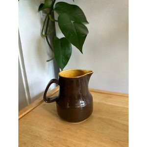 Vintage Ceramic Milk Jug, Dark brown ceramic milk pitcher, 70's milk pot